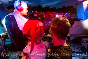 My 1 & 1/2 year old daughter on stage with me at Glastonbury 2015 Ed Solo & Deekline Shangri La Heaven Stage